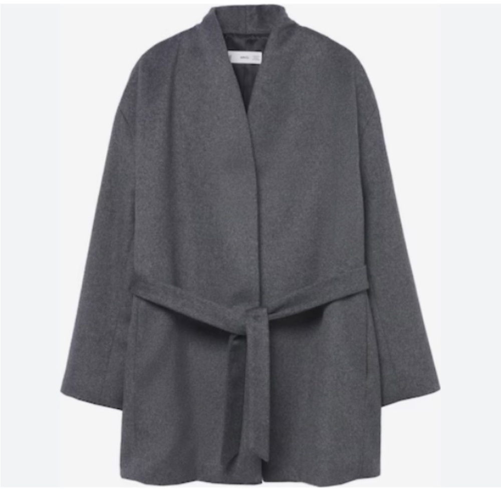 Mango grey turmix between seasons wool blend coat